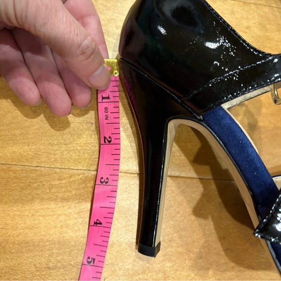 Isola Irisa Mary Jane stiletto heels shoes blue suede black patent leather 7.5 - Picture 7 of 7